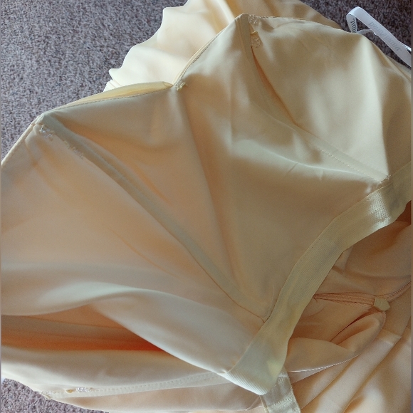David's Bridal Canary Yellow Strapless Midi Dress - Picture 9 of 16